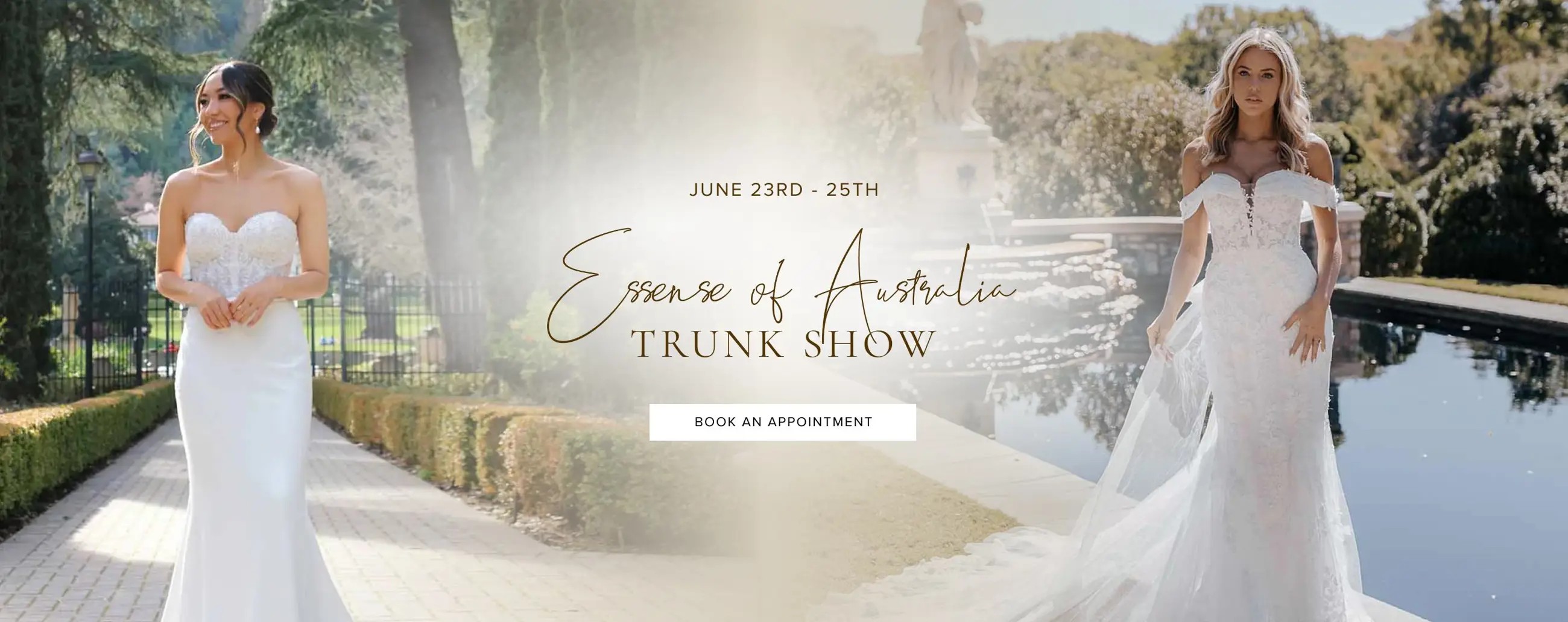 "Essense of Australia Trunk Show" banner for desktop