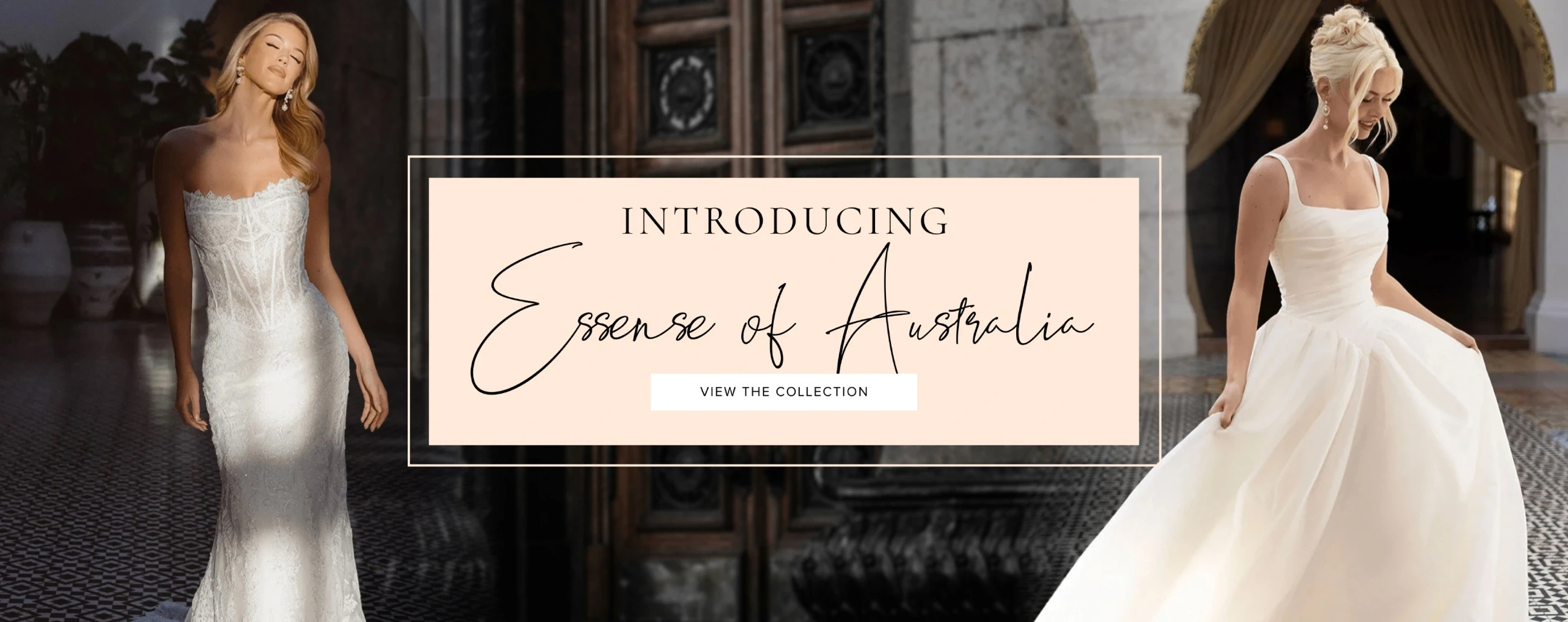 Models wearing Essense of Australia bridal gowns, desktop banner